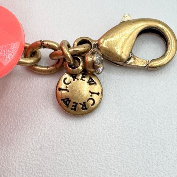 J. Crew Salmon Color Chunky Flower Bracelet Statement Signed Rhinestone Brass - Picture 9 of 13